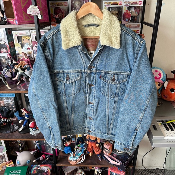 Vintage Levi’s 70520 Sherpa Denim Jacket Light Wash Men’s M Relaxed Fit